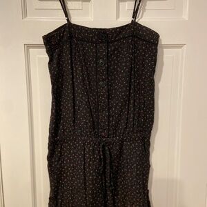 Twenty One Black Floral Romper – Size Small with Adjustable Straps & Cinch Waist